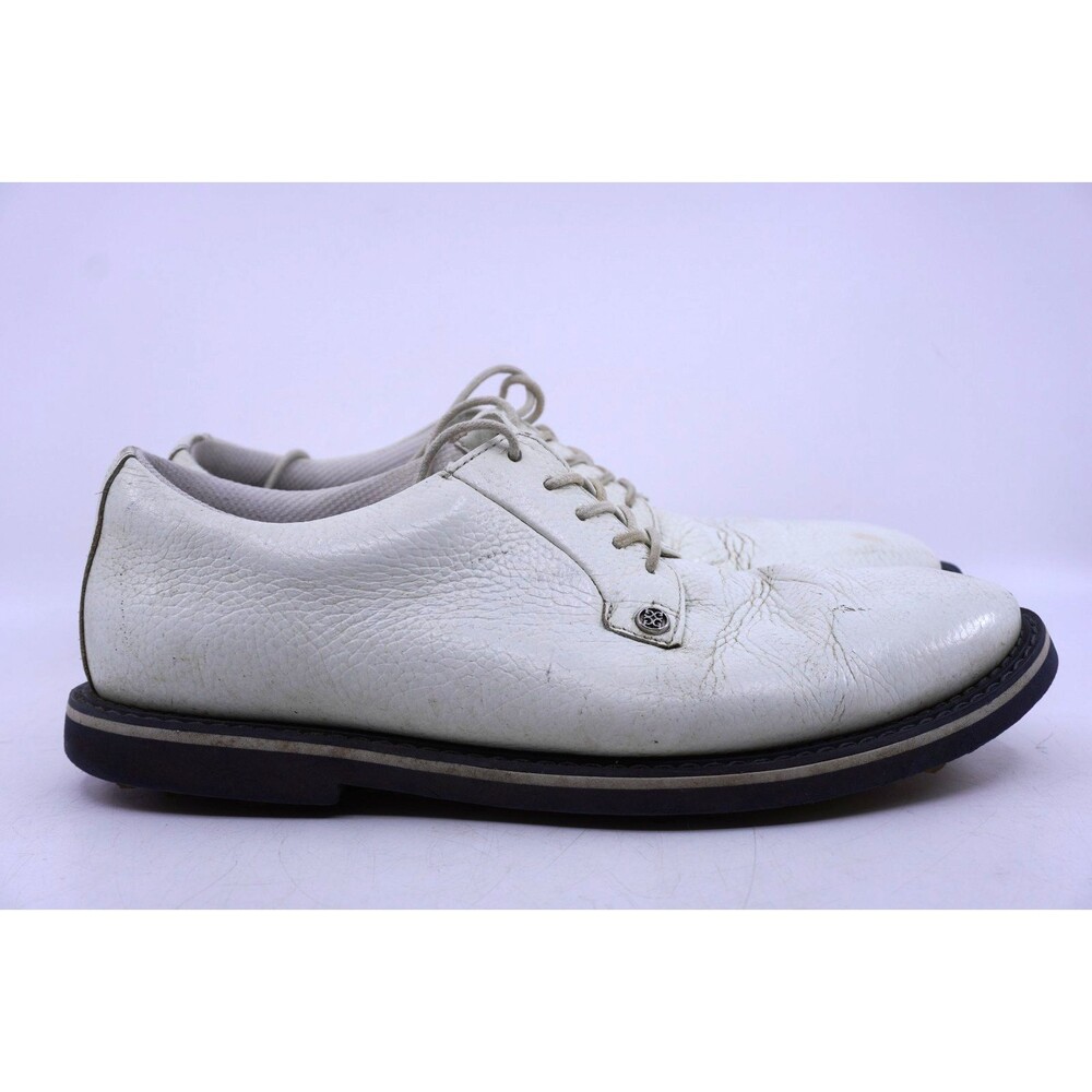 G/Fore Gallivanter Mens Sz 10 Golf Shoes White Pebble Leather Lace up G4MC20EF01